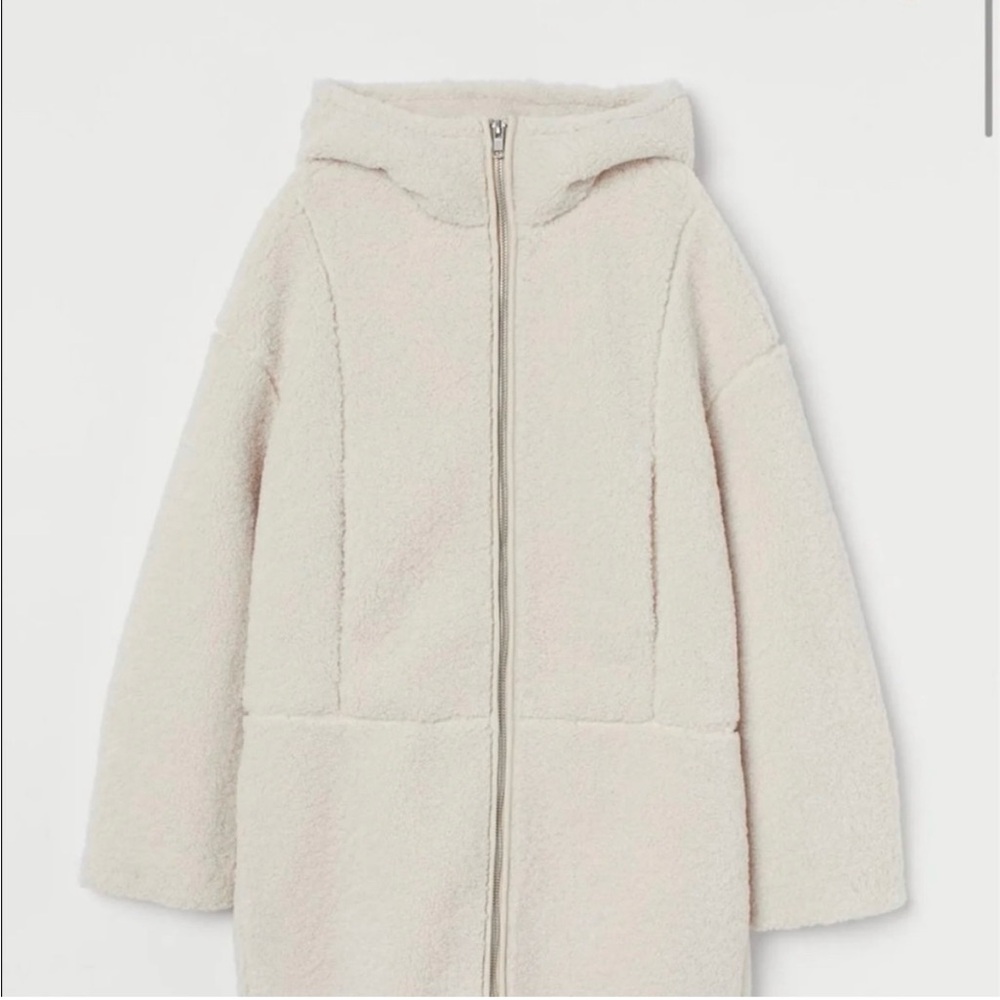 H&M hooded faux shearling jacket